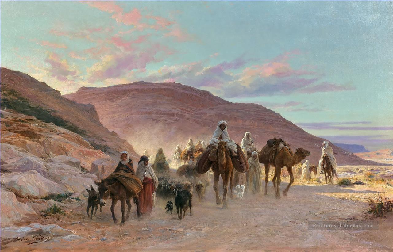 A DESERT CARAVAN une caravane dans le Desert Eugene Girardet Orientalist Peintures à l'huile